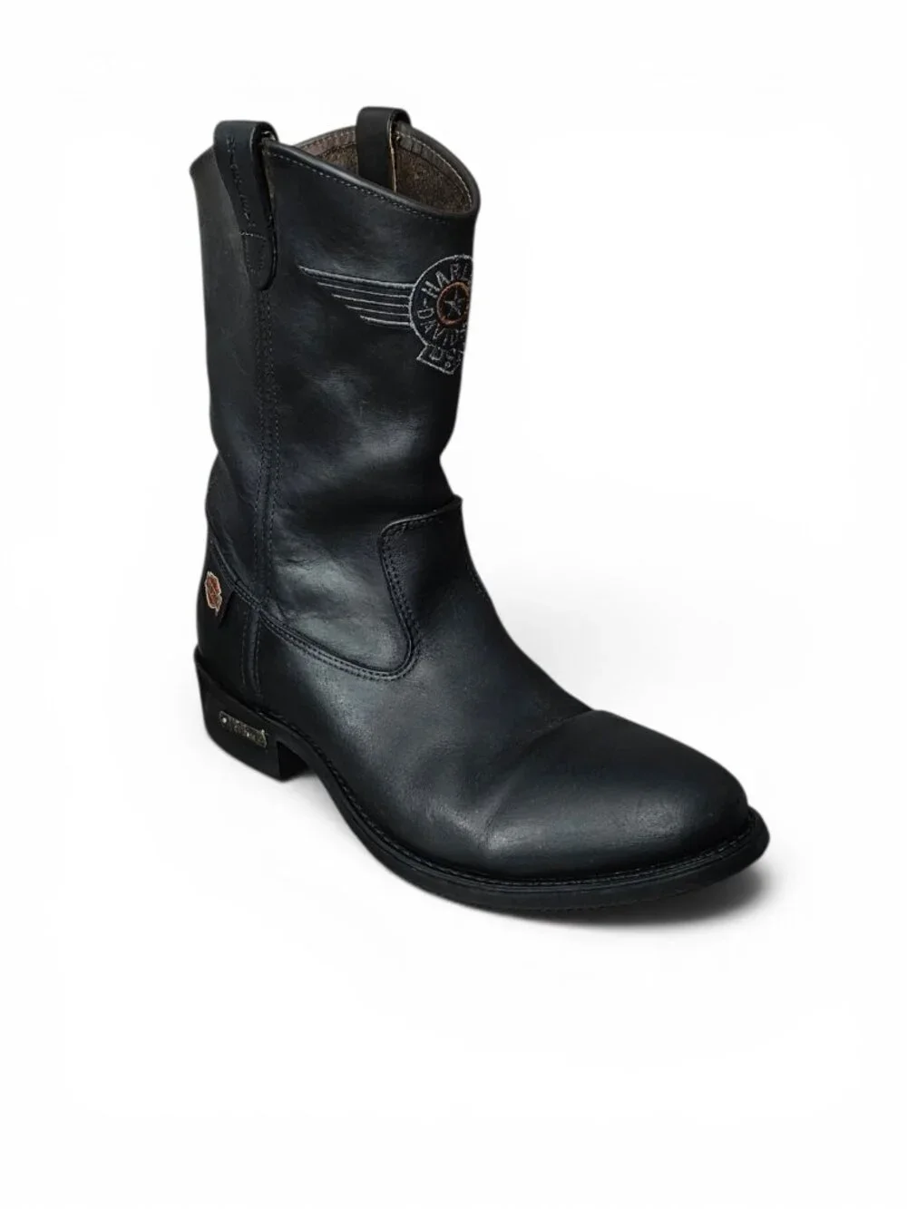 Harley Davidson Leather Western Crossover Oil Resistant Riding Moto Boots 12 BLK